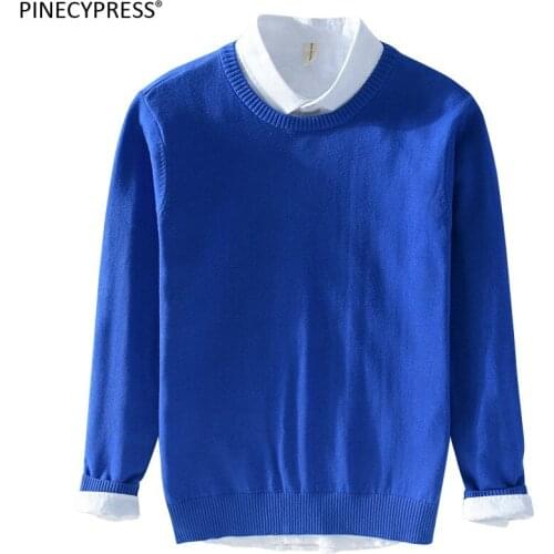 100% Cotton Anti-pilling Anti-wrinkle Man Knitwear Pullover Male Knitted Autumn Spring Casual Men Long Sleeve O-neck Sweater