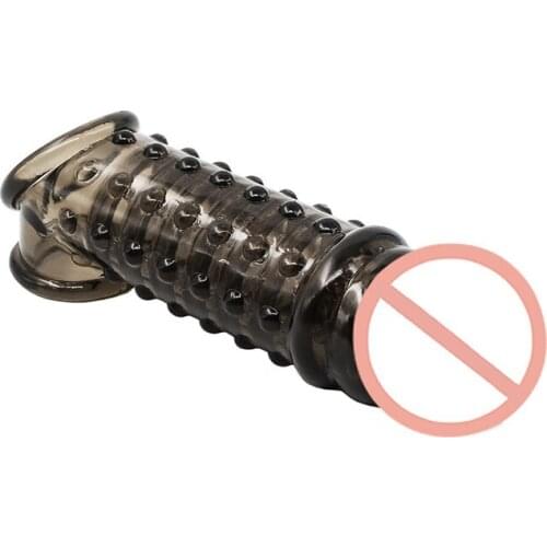 Soft Penis Extender Condom Men Cock Sleeve Ring On Penis Reusable Condoms Spines Sex Studded Enlargement Sex Toys For Male