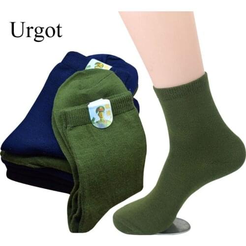 Urgot 3 Pairs Mens High-quality Socks Solid Color Army Green Black Autumn Winter Warm Outdoor Sports Socks Men Calcetines Hombre