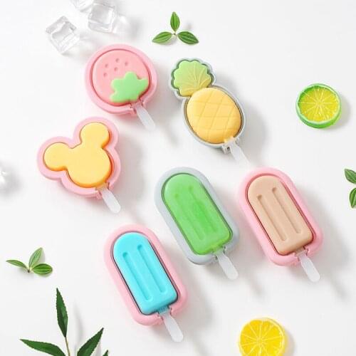 New Silicone Ice Cream Mold Reusable Popsicle Molds DIY Homemade Cute Cartoon Ice Cream Ice Pop Maker Mould Dessert Tool