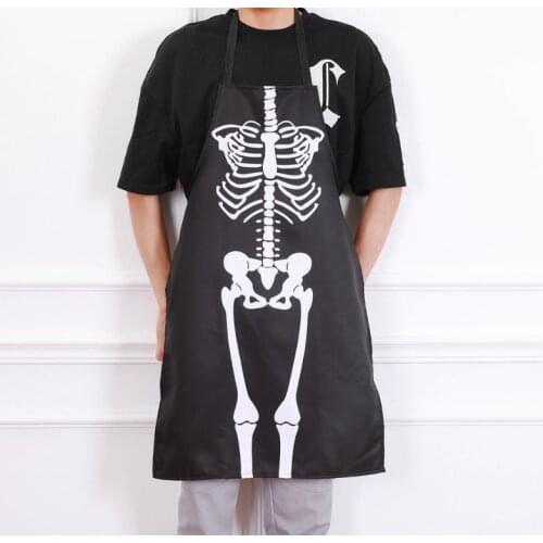 Novelty Apron Halloween Scary Skeleton Ghost Long Aprons Cooking Painting Art Kitchen BBQ Party Accessory adult size black gift