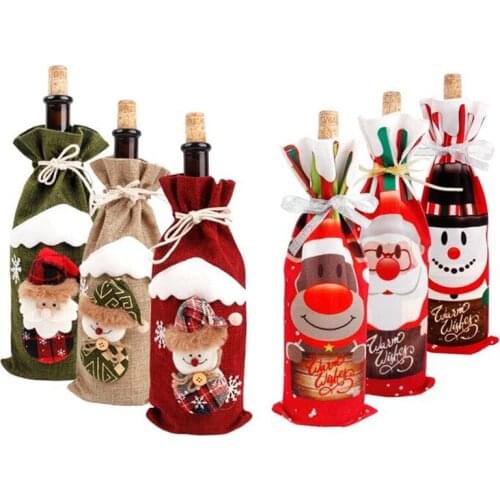 2020 New Year Santa Claus Wine Bottle Cover Merry Christmas Decorations for Home Christmas Ornament Navidad Natal Gift