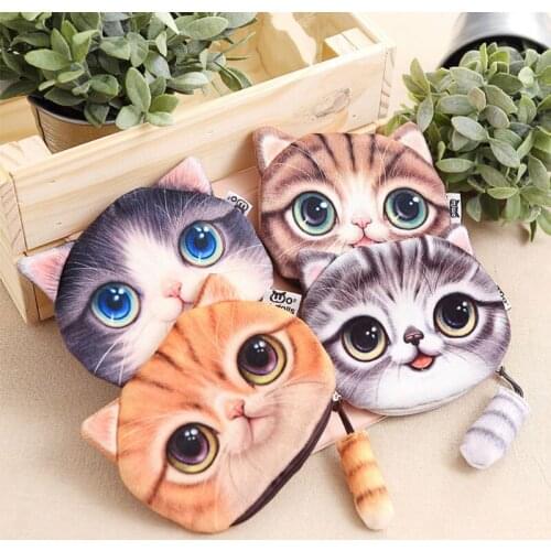 Portable Cat Tail Printed Children Purse Holder Coin Purses Multifunction Makeup Bags Zipper storage bag Key Pocket