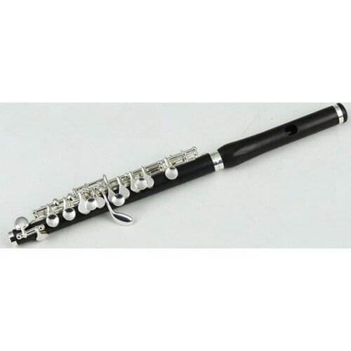 Professional musicians type ebony wood piccolo c key silver plated