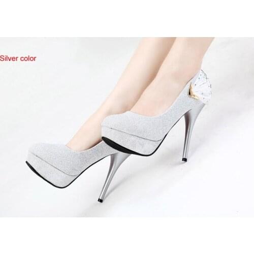 Newest Autumn Wedding Bridal Shoes Single Pump Glitter Party Prom Office Lady Fashion High Heel Dress Shoe Free Shipping