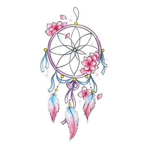 Waterproof Temporary Tattoo sticker Dreamcatcher feather flower tattoo Water Transfer fake flash tattoo for woman kids