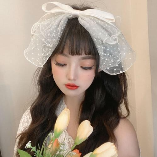New lovely black lace veil big bow hairpin top hairpin back hairpin sen super fairy hairpin net hair accessory