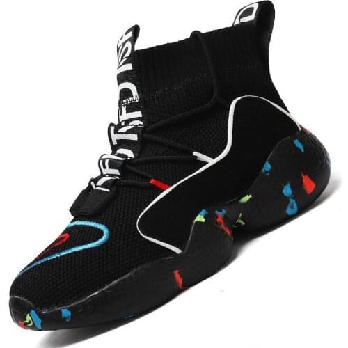 Big Size High Top Platform Socks Sneakers Women 2020 Ladies Sport Shoes Men Running Shoes Women Sports Shoes Black Knit GMA-1053