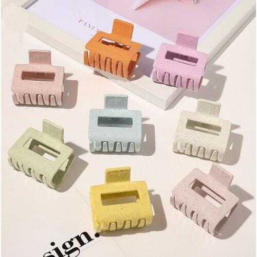 1Pcs Korean Frosted Hair Claws Candy Color Geometric Hairpin Square Hollow Acetate Hair Clamps Banana Grips Hair Accessories