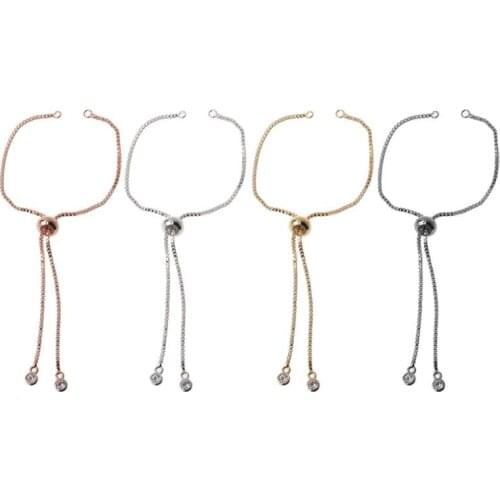 1 Pc Adjustable Bracelet Brass Slide Extender Chain with Ball Ends DIY Mom Girlfriend Friend Gifts Jewelry Making