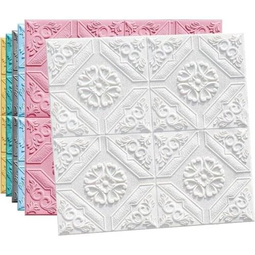 10Pcs70*77cm New Wall Stickers 3D Stereo Self-adhesive Ceiling Decorative Wall Panels Roof Foam Wallpaper Living Room Decoration