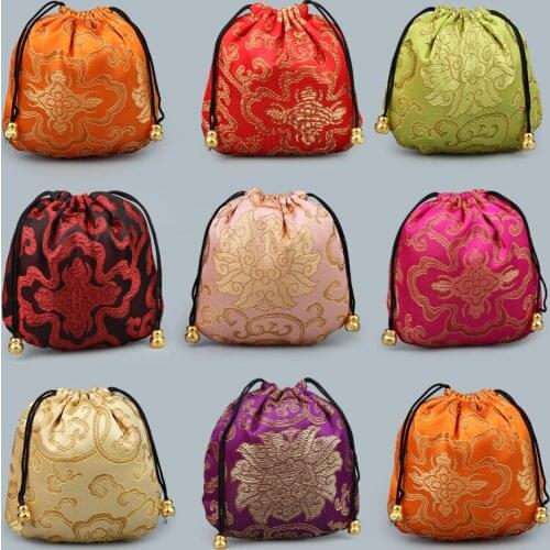 13 x 13 cm Drawstring Small Christmas Gift Bags for Jewelry Pouch Satin Wedding Party Favor Bags Coin Pocket 10pcs/lot