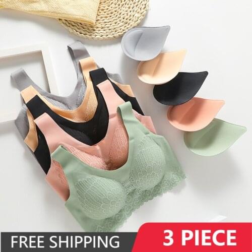 3 PCS Dropshipper Plus Size Bra 3XL 4XL Seamless Bras For Women Underwear BH Sexy Bralette With Pad Vest Top Bra