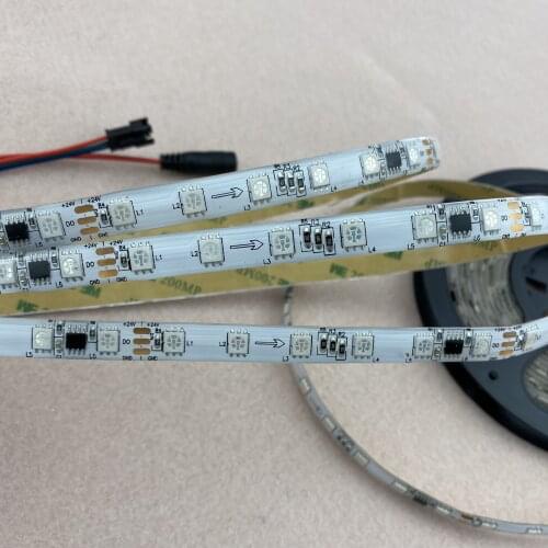 5m DC24V WS2811 60LEDs/m (10 pixes/m) WHITE PCB led digital strip;IP65;waterproof in silicon coating