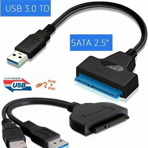 USB 3.0 to SATA 3 III Hard Driver 7+22 pin Adapter UASP Converte SATA to USB3.0 connector with Power Cable For 2.5 inch HDD SSD
