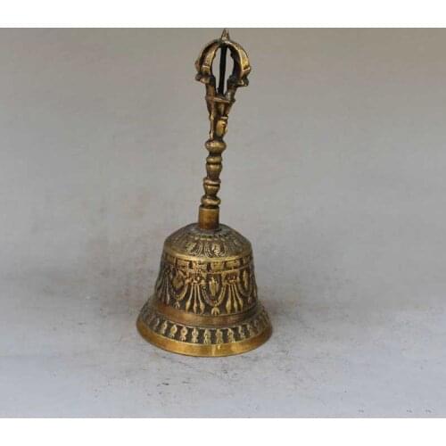 Free shipping Old Tibetan Buddhism temple Exorcism silver evil Buddha Kwan-Yin Bell statue