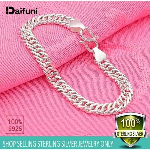Daifuni 925 Sterling Silver Men Bracelets 9MM Charm Luxury Bracelets for Cuban 999 Silver Horse Whip Bracelets Jewelry Man Gift