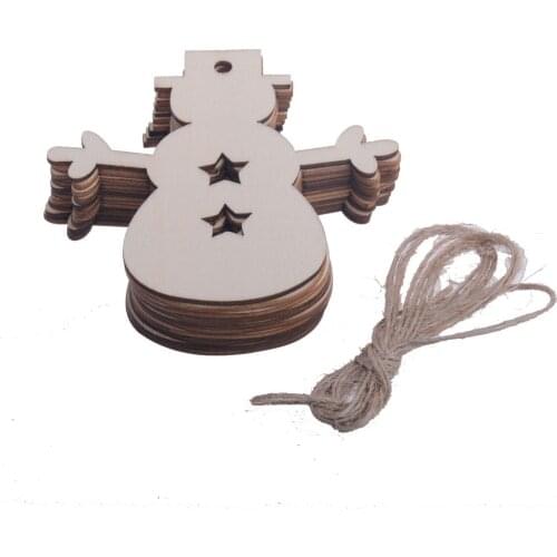 Wooden Shapes Snowman Craft Art Blank MDF Decoration For Christmas Hanging Party Xmas Family Ornaments Deco Gifts