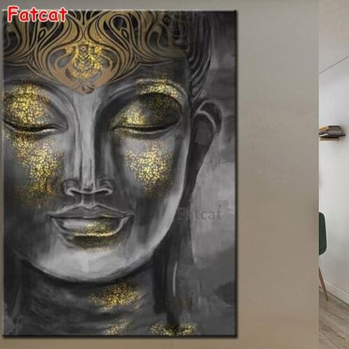 Diy 5D Golden Buddha Statue Full Diamond Painting Cross Stitch Kits Art Embroidery High Quality Religion 3D Square/round PP1580