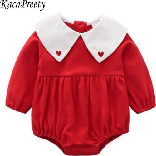 Newborn Baby Girl Christmas Clothes long Sleeve Lace Turn-down Romper Jumpsuit toddler baby clothing Xmas Gift