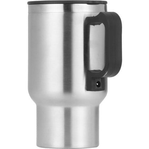 12V 450ML Stainless Steel Cup Kettle Travel Coffee Mug Portable Electric Car Water Keep Warmer Kettle + Cigar Lighter Cable