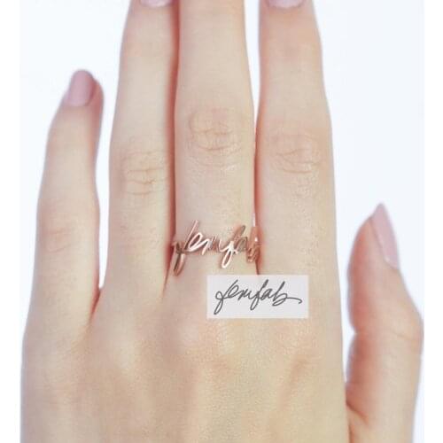 Special Signature Name Rings For Women Custom Name Jewelry Personalized Actual Handwriting Rings Party Gifts Wedding Bands