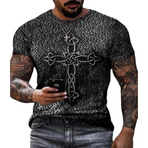 Summer Clothes New Loose Short Sleeve T-shirt For Men Top Casual Fashion Retro Cross Letter Printed Male Tshirt Streetwear Tee