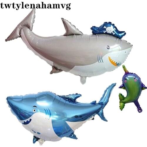 10th Years Old Boy Cartoon Big Ocean Animal Theme Toy Ball Decoration New Shark Birthday Party Helium Balloon Mini Fish Ballons