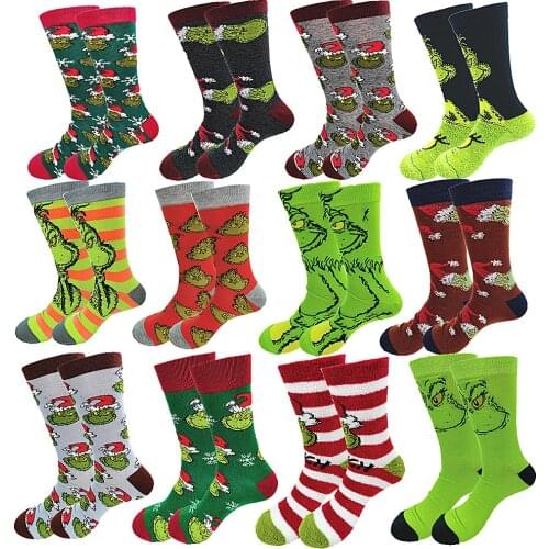 Cotton Down Yarn mens Christmas socks Spring Autumn and Winter wear Funny Anime Street Wind Skateboard in the tube socks