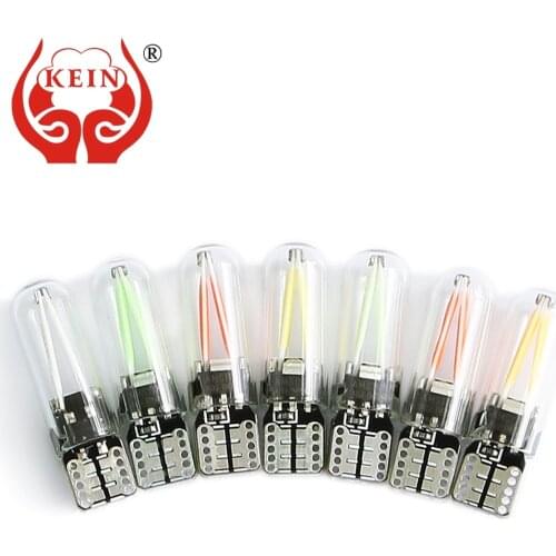KEIN 10PCS w5w T10 LED Bulb 194 Filament Glass COB Interior Clearance Lamp Trunk Rear fog Signal Lights auto car led 12V white