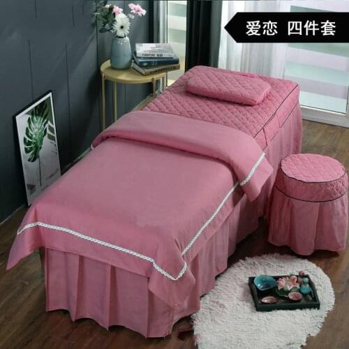 4pcs/set Beauty Salon Bedding Set Bed Linens Sheets Bedspread Fumigation Massage Spa Pillowcase Duvet Cover Sets
