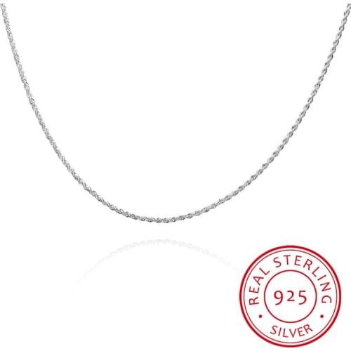 LEKANI Wholesale Personality Fashion Unisex Party Wedding Gift Silver 2MM Rope Chain 925 Sterling Silver Chain Necklace NC184