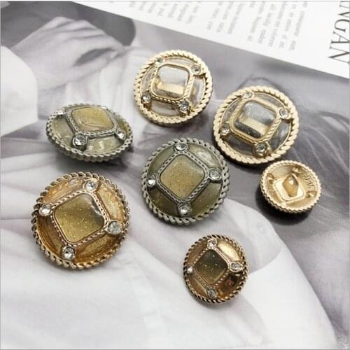 2 Pcs/lot Alloy Electroplating With Diamond-sticking Metal Buttons Coat Decoration Accessories Clothing Materials HS201011-12