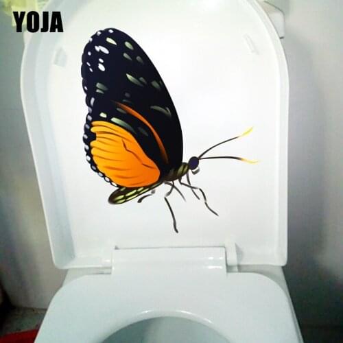 YOJA 19.8X22.8CM Black Yellow Butterfly Cartoon Wall Sticker Fashion Toilet Decal Bathroom Decor T1-2157