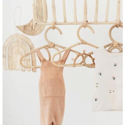 Rattan Wall Hooks Sun/Moon/Sunflower/Rainbow Kids Garments Organizer Rack Clothes Hat Hanging Hook Rattan Hanger Kids Room