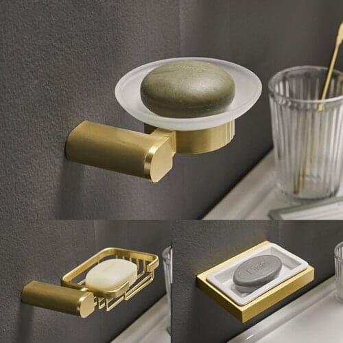 Bathroom Soap Dish Soap Holder Wall Mounted Soap Basket Brushed Gold Bathroom Storage Rack Home Decoration Bathroom Accessories