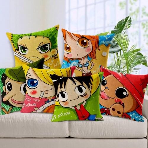 One Piece pillow cover, Japanese cartoon Animation One Piece Monkey D Luffy throw pillow cover