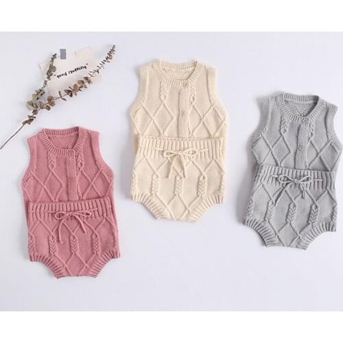 Baby Girl Clothes Autumn Knitted Baby Clothes Newborn Cotton Infant Baby Clothing Set Vest+ Shorts 2pcs Baby Boys Clothes