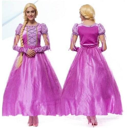 Princess Rapunzel Halloween sexy M-XL Women Adult party Costume Cosplay fancy dress+gloves carnival Dress