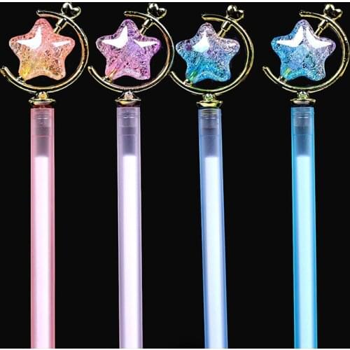 48 pcs/lot Kawaii Crystal Star Gel Pen Cute 0.5 mm black ink Signature Pen School Office writing Supplies Promotional Gift