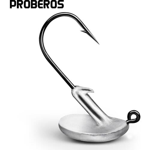 PROBEROS 5Pcs Exposed Jig Head Fishing Hooks 3.5g 5g 7g 10g 14g Jigging Fishhooks For Soft Baits Barbed Hook Fishing Tackle