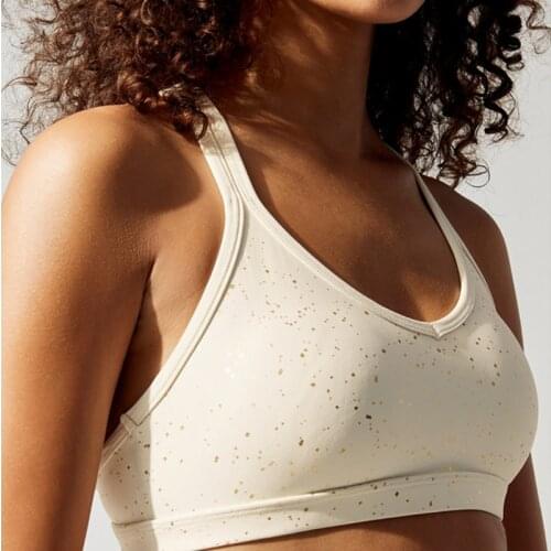 Sexy Metalic Printing Yoga Bra Women Padded Sports Bra Shake Proof Running Workout Gym Top Tank Finess Shirt Vest