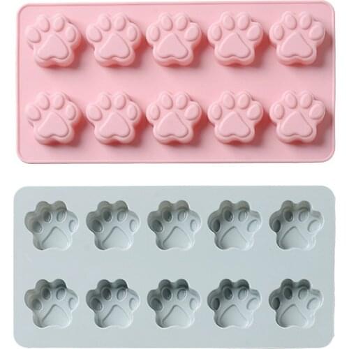 10 Cells Dog Paw Print Style Baking Mould For Chocolate Candy Cake DIY Tools Pastry Silicone Molds