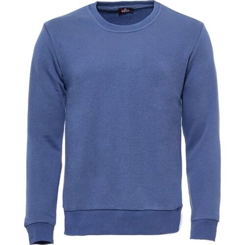 Blue Plain Circle Neck Sweatshirt