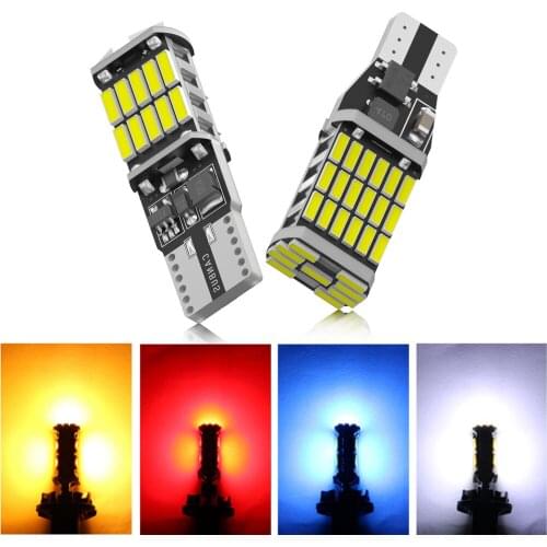 2pcs Car Led Lights T10 W5W T15 W16W WY16W 4014 SMD Canbus Interior Dome Reading Bulbs For Auto Brake Lamp 6000K 12V White Diode
