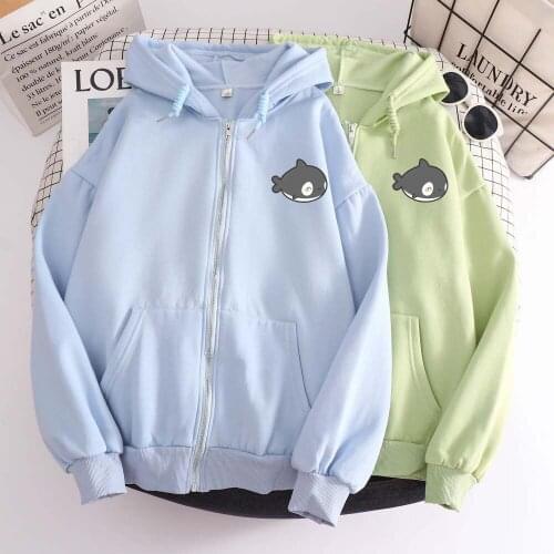 Zipper Hoodie Women Cute Kawaii Sweatshirt Women Korean Cotton Hoodies with Pocket Aesthetic Top Long Sleeve Female Coat Winter