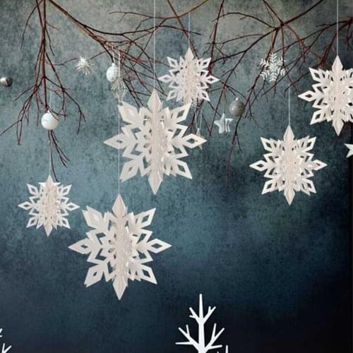 6pcs 3D Snowflake Garland Christmas Decorations for Home Artificial Snow Pendants freezing Winter natal Banner xmas