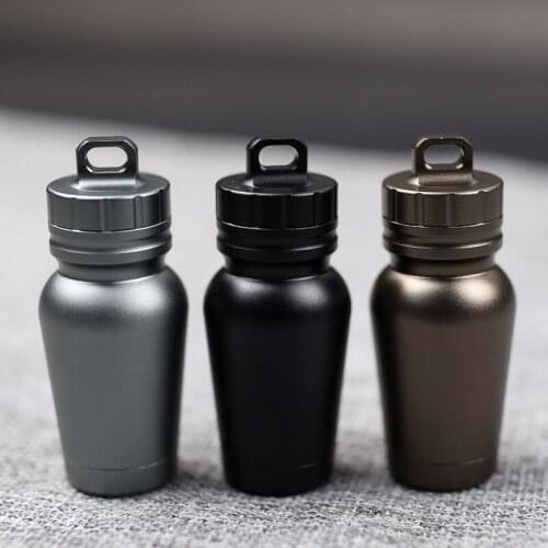 H1046 Outdoor waterproof warehouse Aluminum alloy survival pills Full waterproof jars Sealed capsule bottle EDC