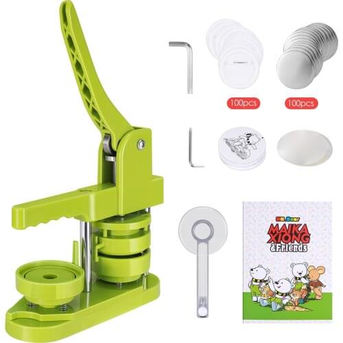 Button Badge Maker Machine 58mm DIY Pin Button Making Set Mould Badge Punch Press With Circle Cutter 100set Button Parts
