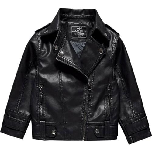 2019 Autumn New Boys Girls Moto PU Leather Jacket Faux Leather jacket Boys locomotive Coat Modis Kids Clothes Teens Jacket Y1835